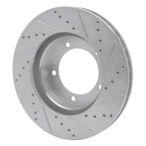 Lexus LX470 Brake Rotor (1) - Front Left - R1 Concepts - Drilled & Slotted - Silver - `98-`07